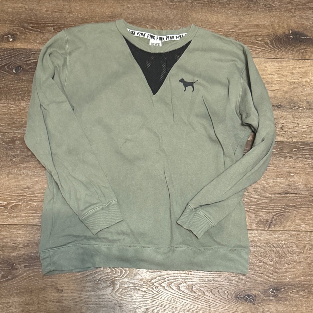 Pink‎ Victoria’s Secret green sweatshirt medium